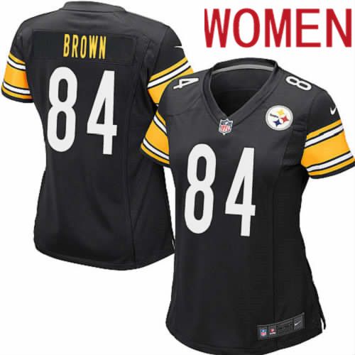 Women Pittsburgh Steelers #84 Antonio Brown Nike Black Game Player NFL Jersey